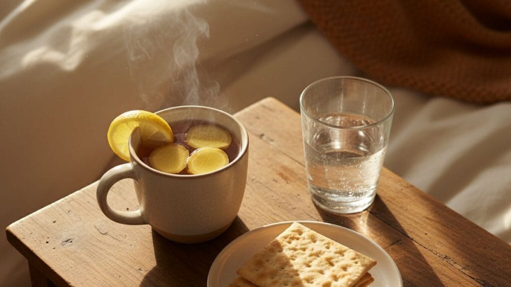 Remèdes naturels contre les nausées de grossesse _ thé au gingembre et crackers